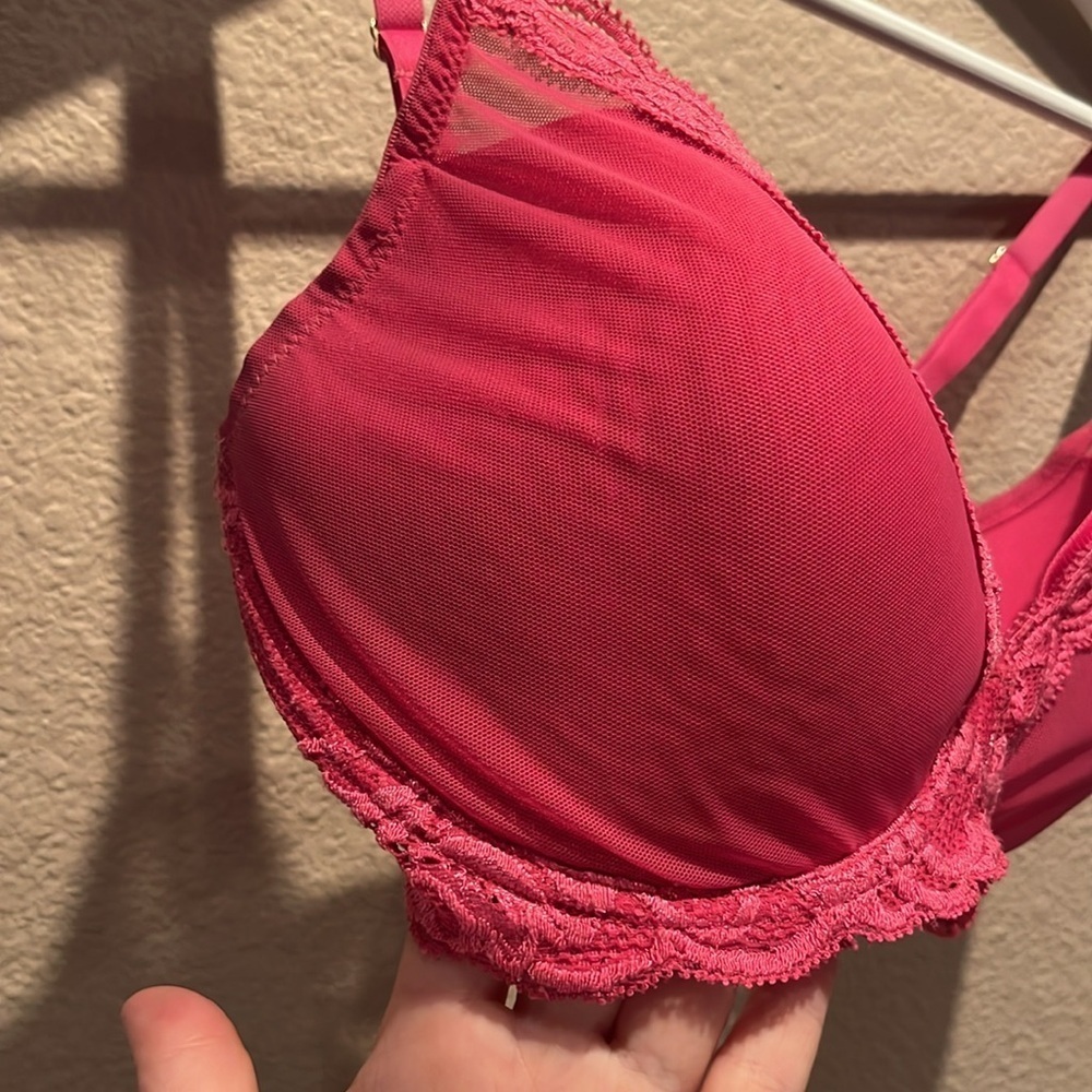 Natori Feathers Contour Bra 32DDD Fuchsia Pink Underwire - Picture 5 of 11